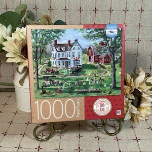 Milton Bradley Premium Blue Board 1000 piece Jigsaw Puzzle Art by Bob Fair New